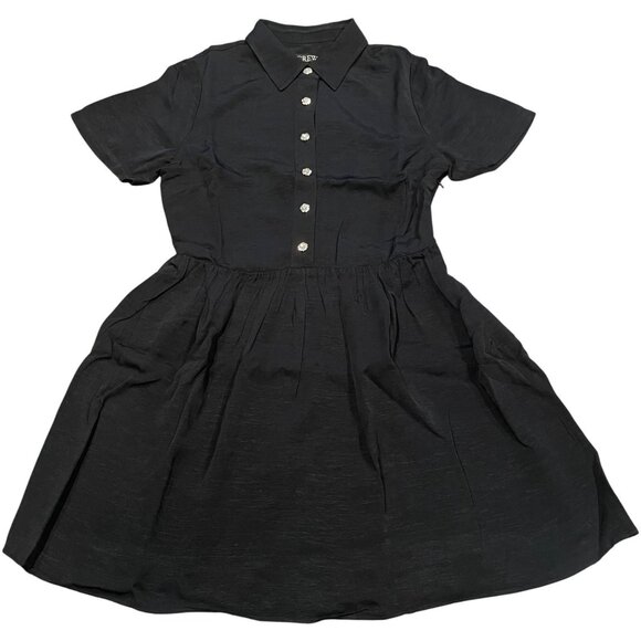 NWT J.Crew Collection Women's Sz 6 Black Shirtdress A-Line Jewel Buttons CF624 - Picture 2 of 10